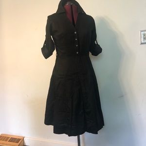 Black button down flaired Ann Taylor dress